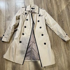T&D Womens Khaki color trench coat with black trimming